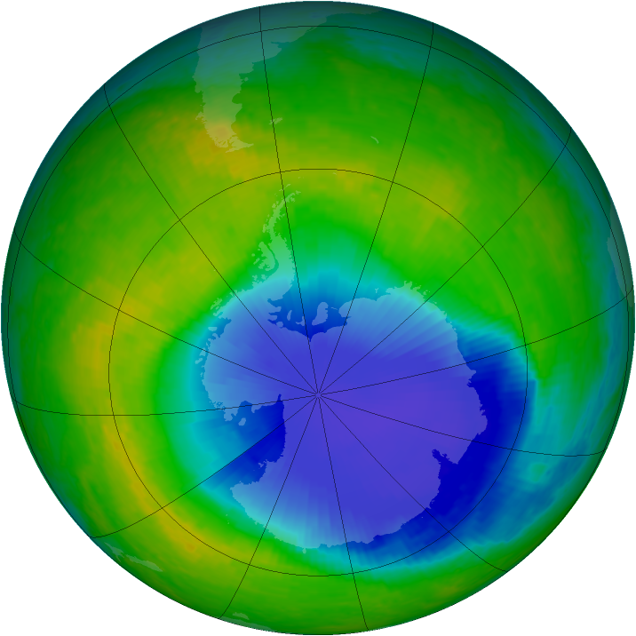 Antarctic ozone map for 22 November 2001
